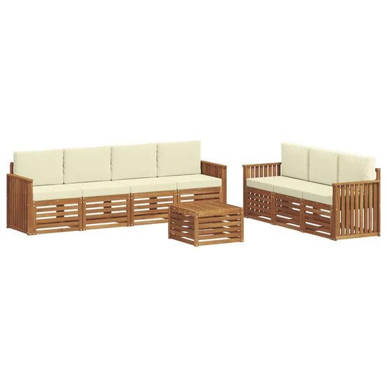 Ensembles de canapés 8 pc naturel et crème bois d'acacia massif