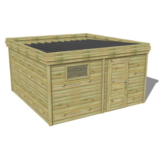 Abri de jardin bois pin traité autoclave 27mm - 5,19x4,34m / 23m2 - bac acier - abri français