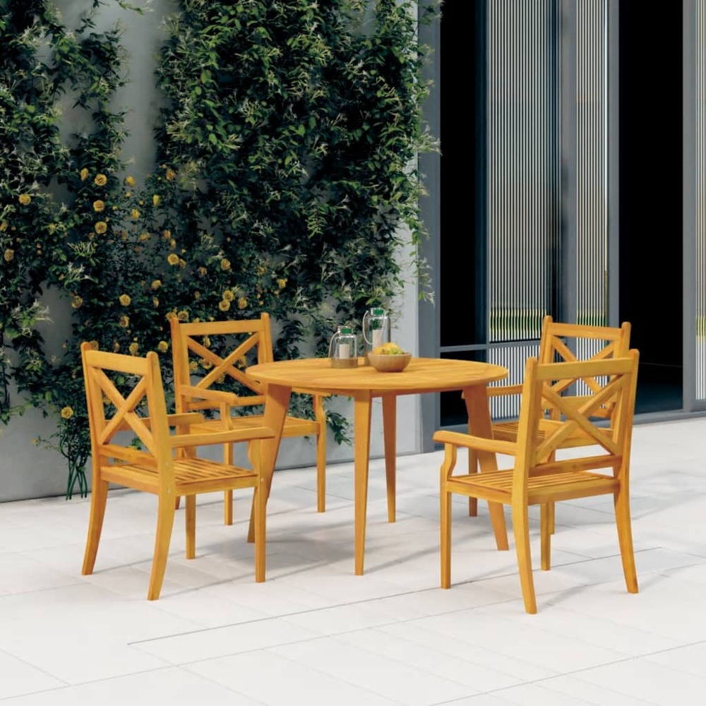 Ensemble à manger de jardin 5 pcs bois d'acacia solide