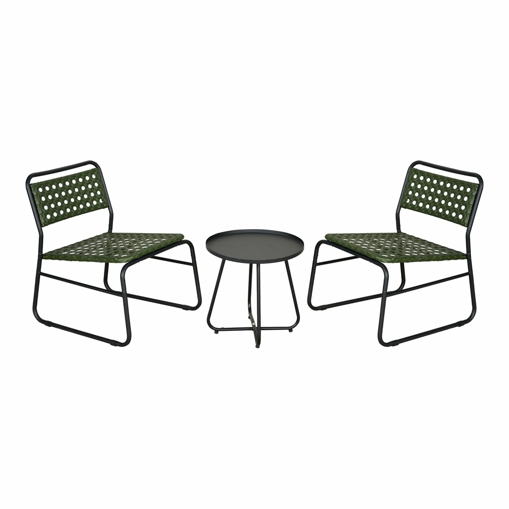 Ensemble de bistrot avec table basse et 2 chaises vert noir