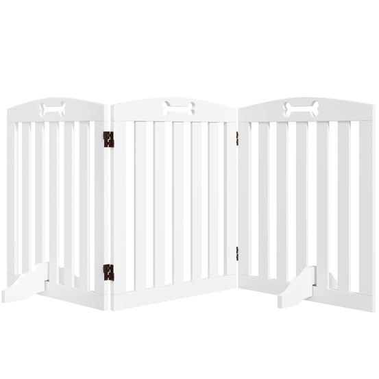Barrière de séparation mdf chiens maison 3 panneaux avec pieds supports 155x61cm blanc