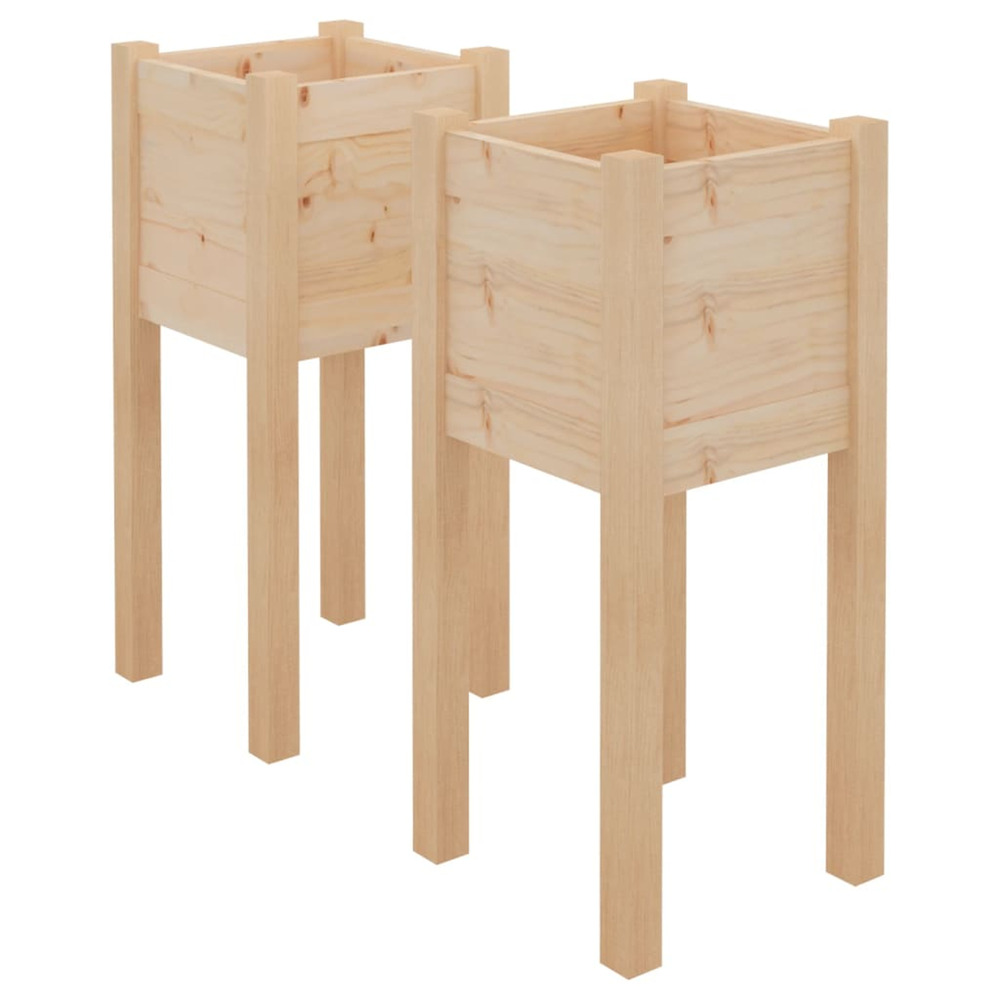 Jardinière d'extérieurs d'extérieur 2 pcs 31x31x70 cm bois de pin massif