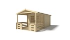 Abri de jardin en bois - 3x4 m - 18 m2 + terrasse avec balustrade et avant-toit en bois