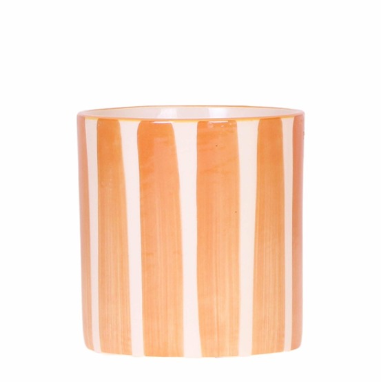 Pot décoratif à rayures oranges
