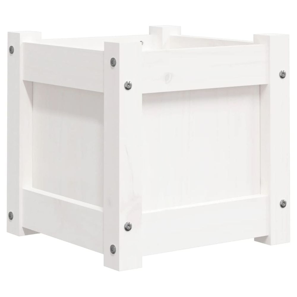 Jardinière d'extérieur blanc 31x31x31 cm bois de pin massif