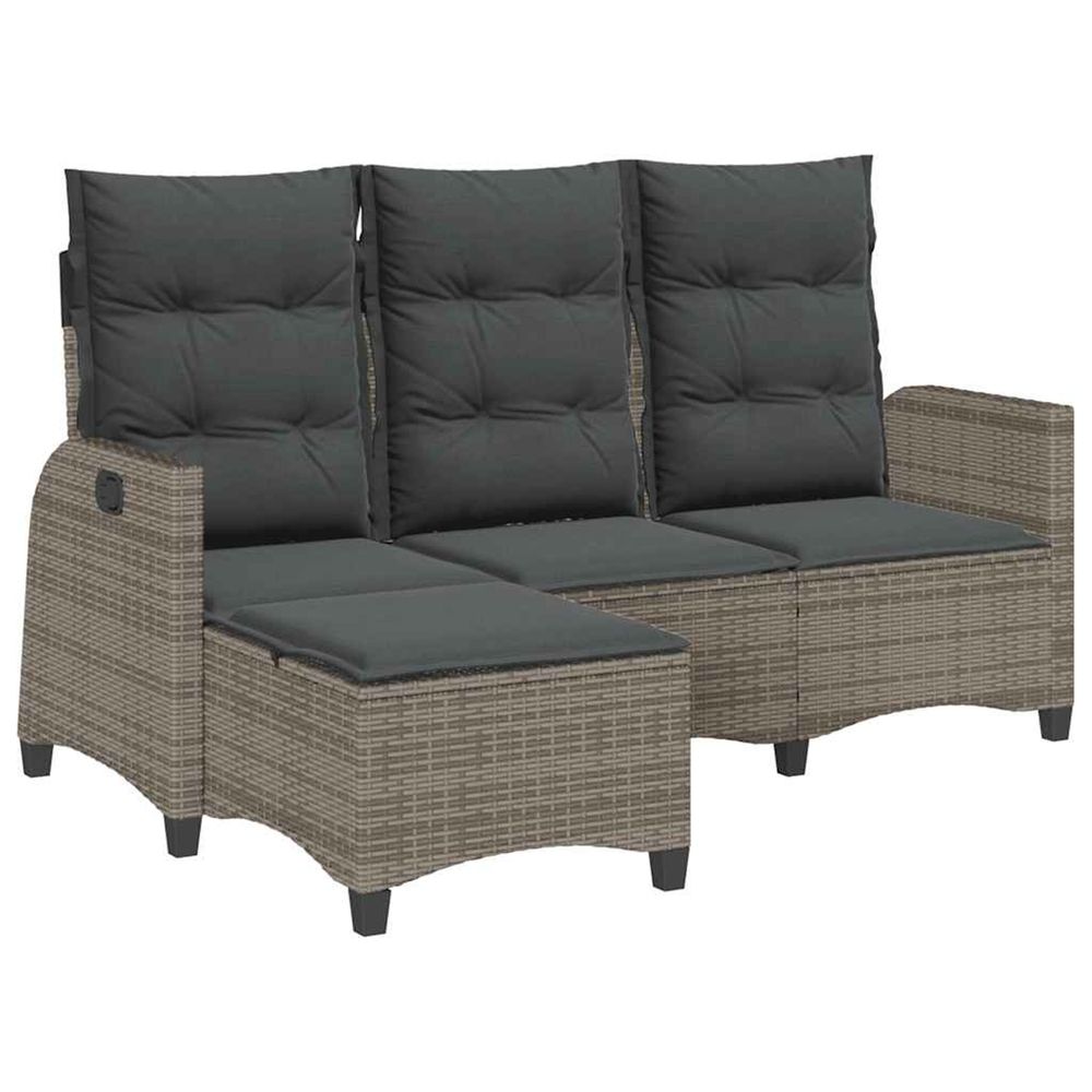 Canapé de jardin inclinable coussins forme de l gris polyrotin