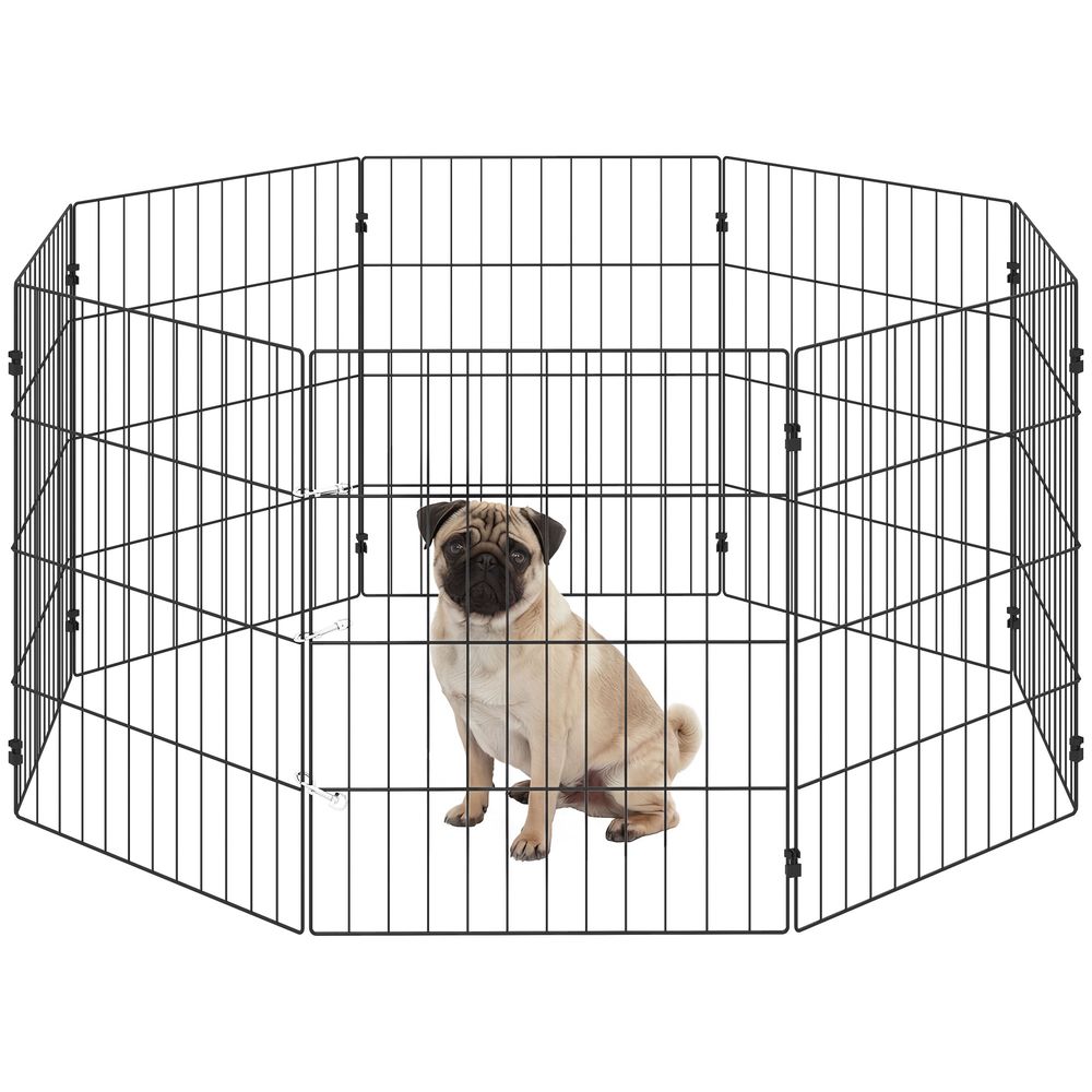 Enclos modulable acier pour chiot 8 panneaux extensibles 100x100x60cm noir - comfortxl pet living