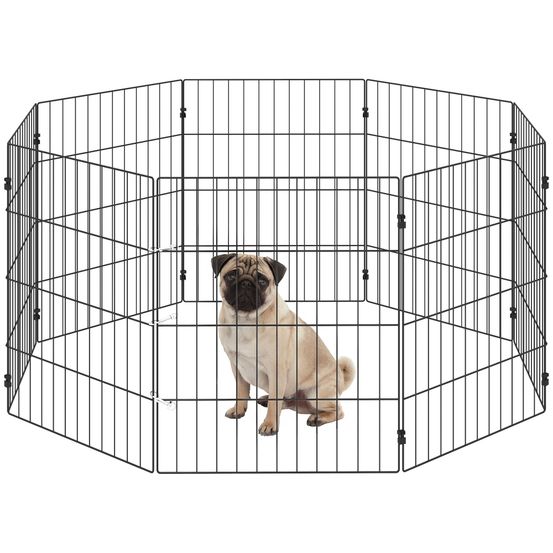 Enclos modulable acier pour chiot 8 panneaux extensibles 100x100x60cm noir - comfortxl pet living