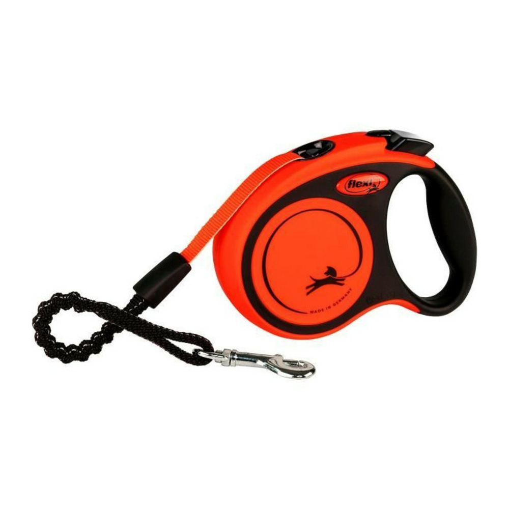 Laisse sangle trixie flexi xtreme - taille xs - 3m - noir et orange