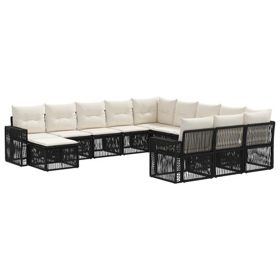 Ensemble de canapé de jardin 12 pc noir et blanc crème