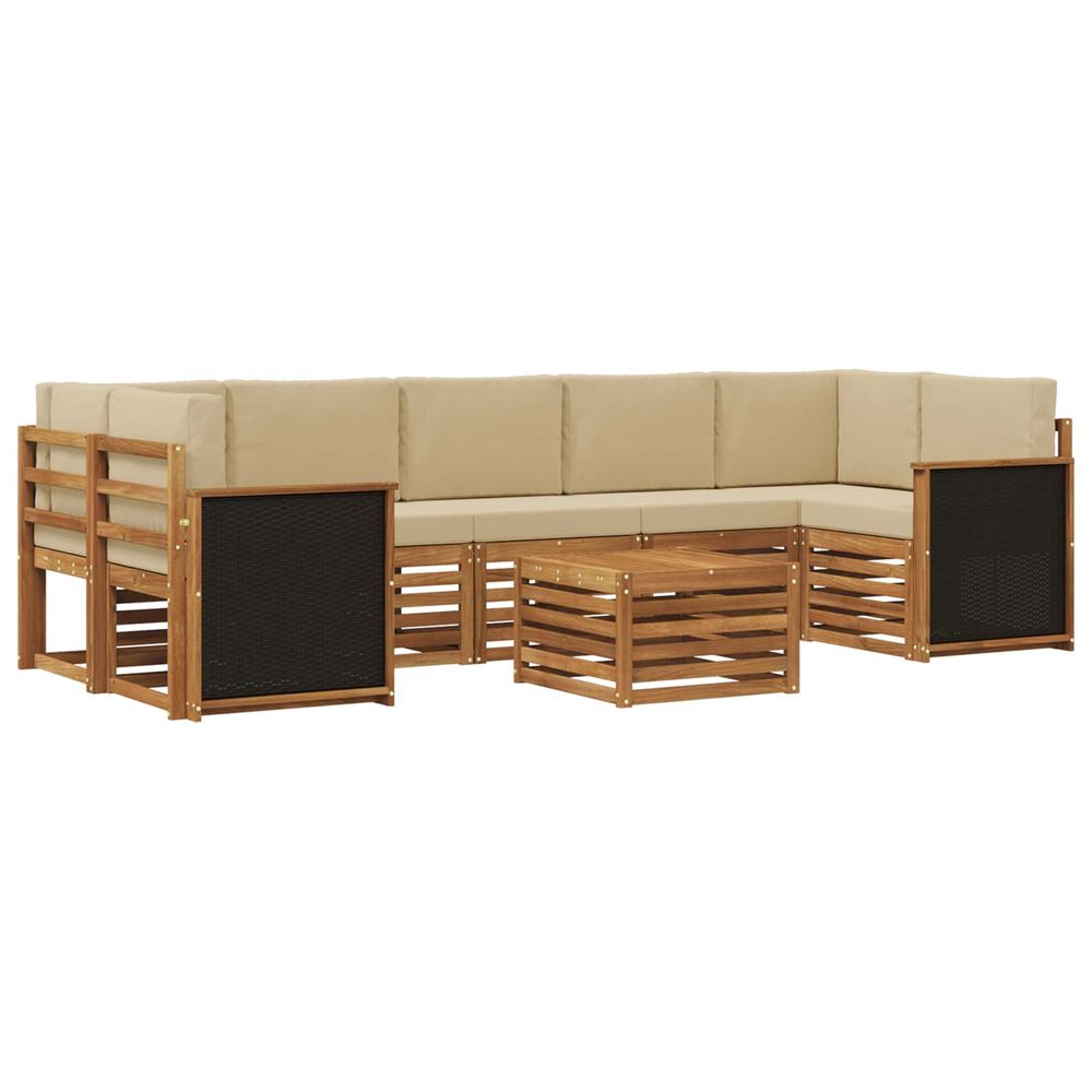 Ensemble de canapés d'extérieur 8 pc naturel et beige