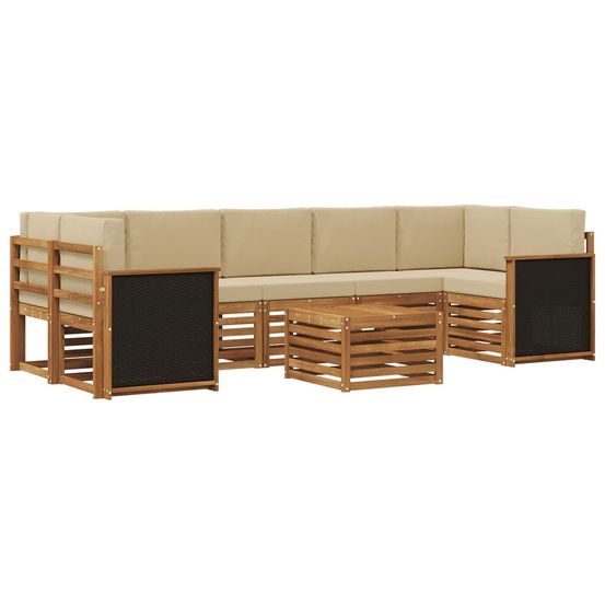 Ensemble de canapés d'extérieur 8 pc naturel et beige