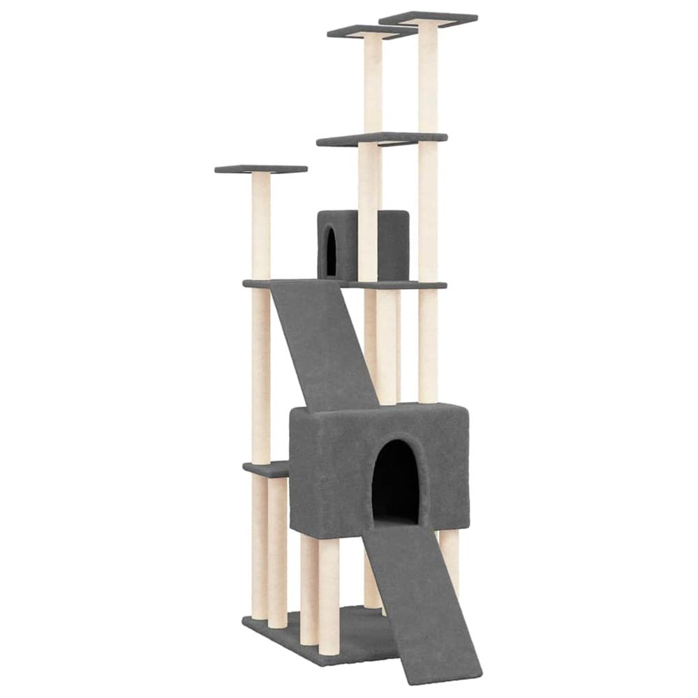 Arbre à chat avec griffoirs en sisal gris foncé 190 cm
