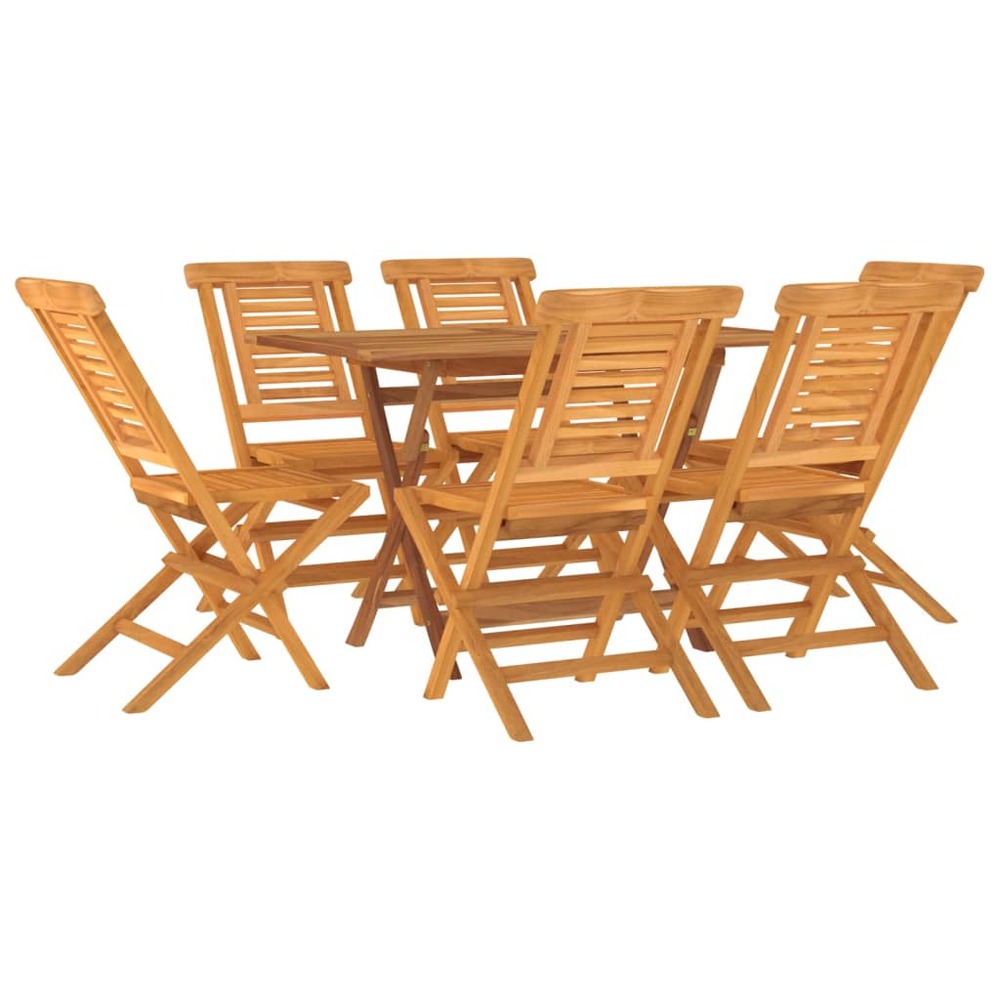 Ensemble à dîner salon de jardin meuble d'extérieur 7 pièces bois de teck solide