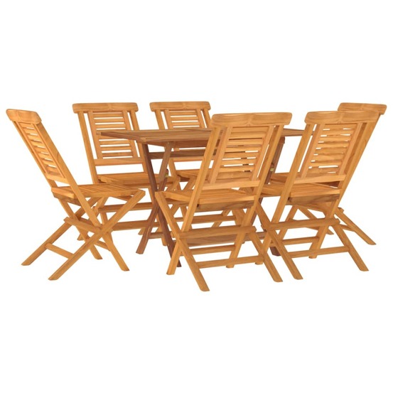 Ensemble à dîner salon de jardin meuble d'extérieur 7 pièces bois de teck solide