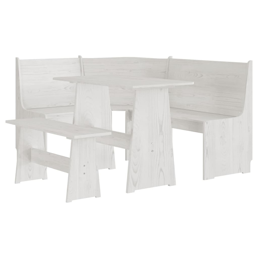 Ensemble à manger reine 3 pcs blanc bois de pin massif