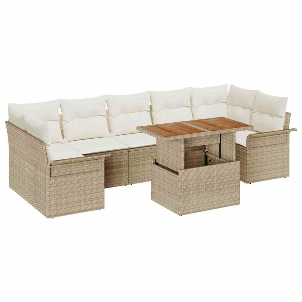 Ensemble de canapé de jardin 8 pcs beige poly rotin