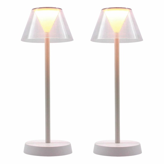 2 lampes de table sans fil beverly blanc h34cm
