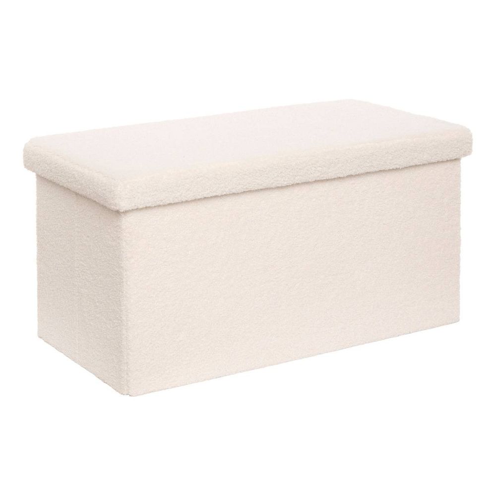 Pouf pliable coffre jaiko en bouclette blanc 76x38cm