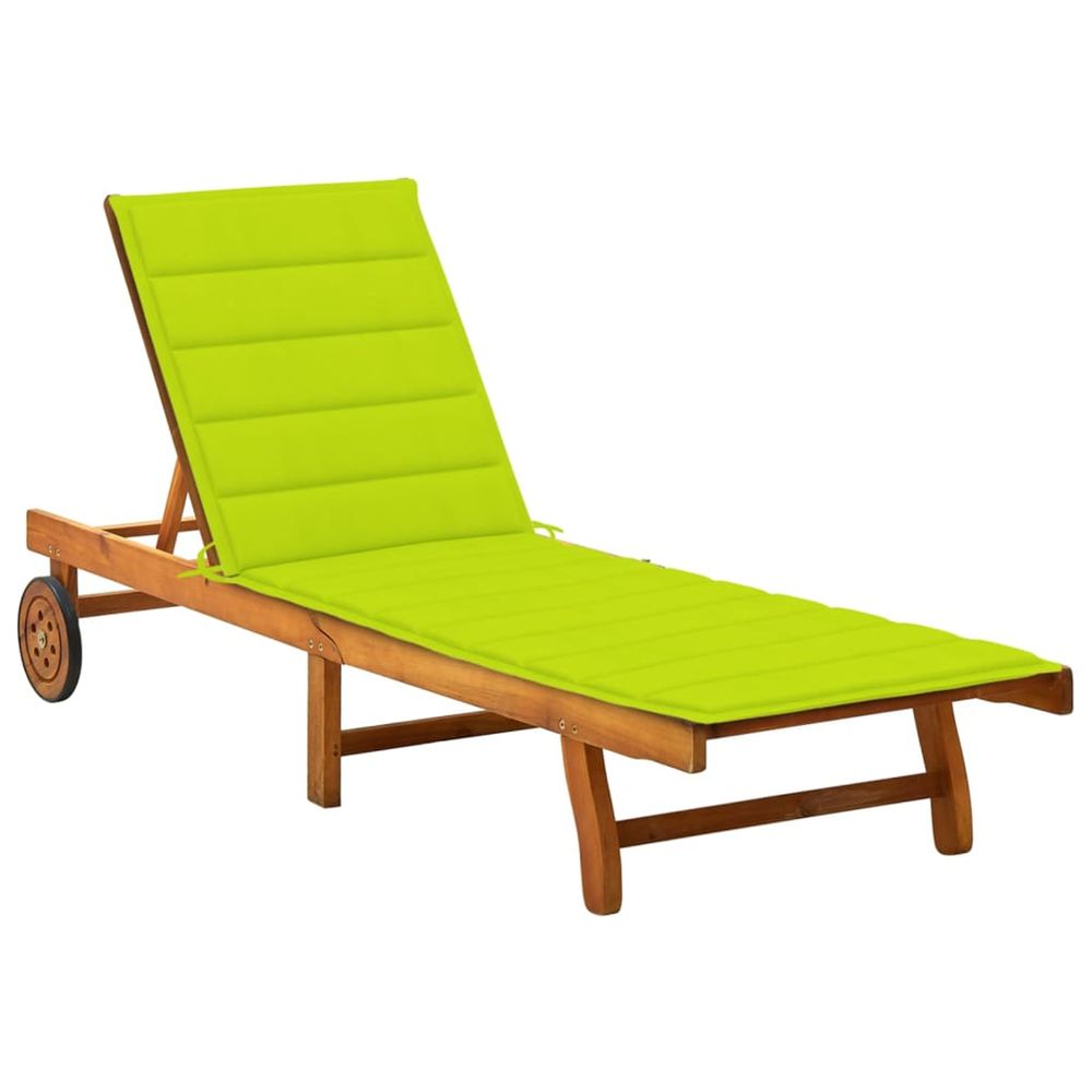 Chaise longue de jardin avec coussin bois d'acacia solide bain de soleil