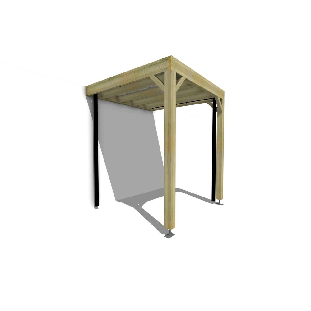 Carport bois • 2m x 2m • adossée • sens profondeur • livraison comprise