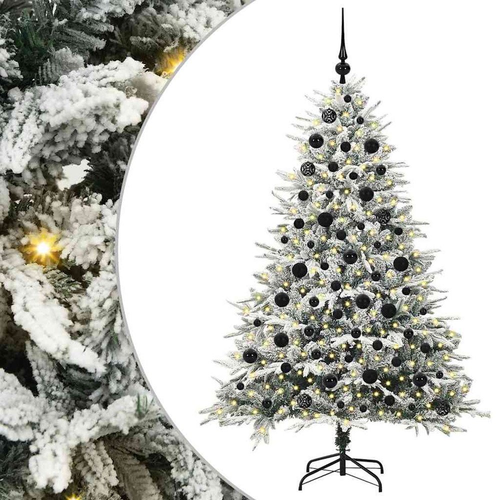 Sapin de noël artificiel pré-éclairé avec set de boules 180 cm