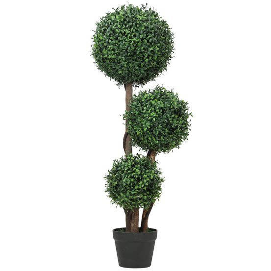 Plante artificielle buis tronc bois pot intérieur extérieur sans entretien 100cm vert
