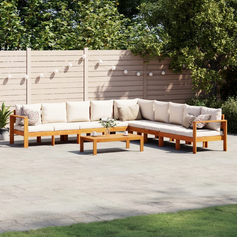 Salon de jardin avec coussins 6 pcs bois d'acacia solide