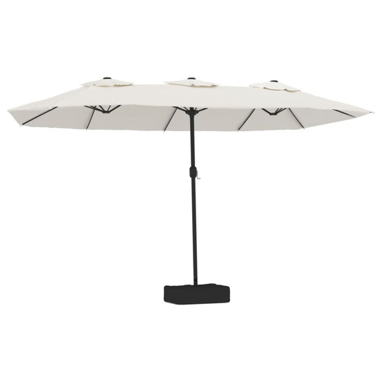 Parasol de jardin à double tête avec led blanc sable 449x265 cm