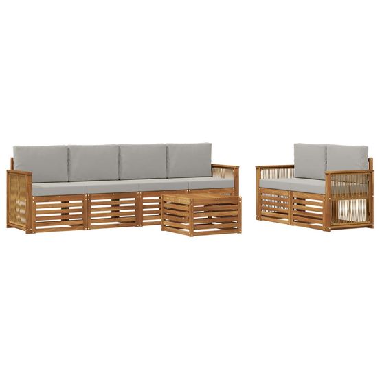 Ensemble de canapés d'extérieur 7 pc naturel et gris clair