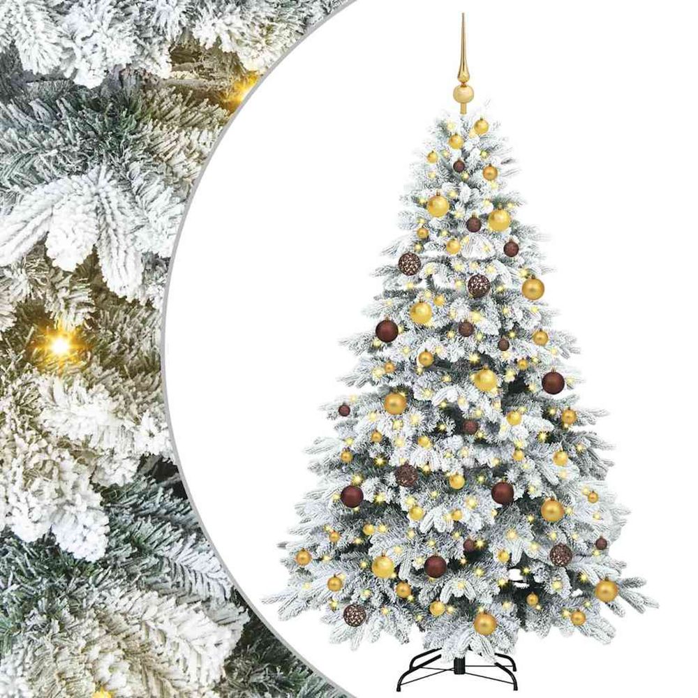 Sapin de noël artificiel avec 300 led blanc 180 cm pe et pvc