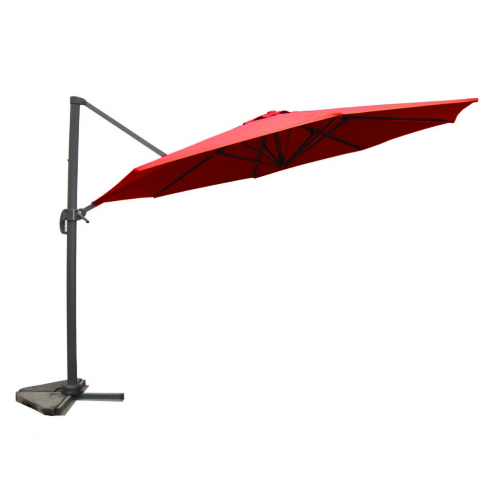 Parasol terracotta droit rond 3,5 x 3,5 m rotatif à 360 castillo