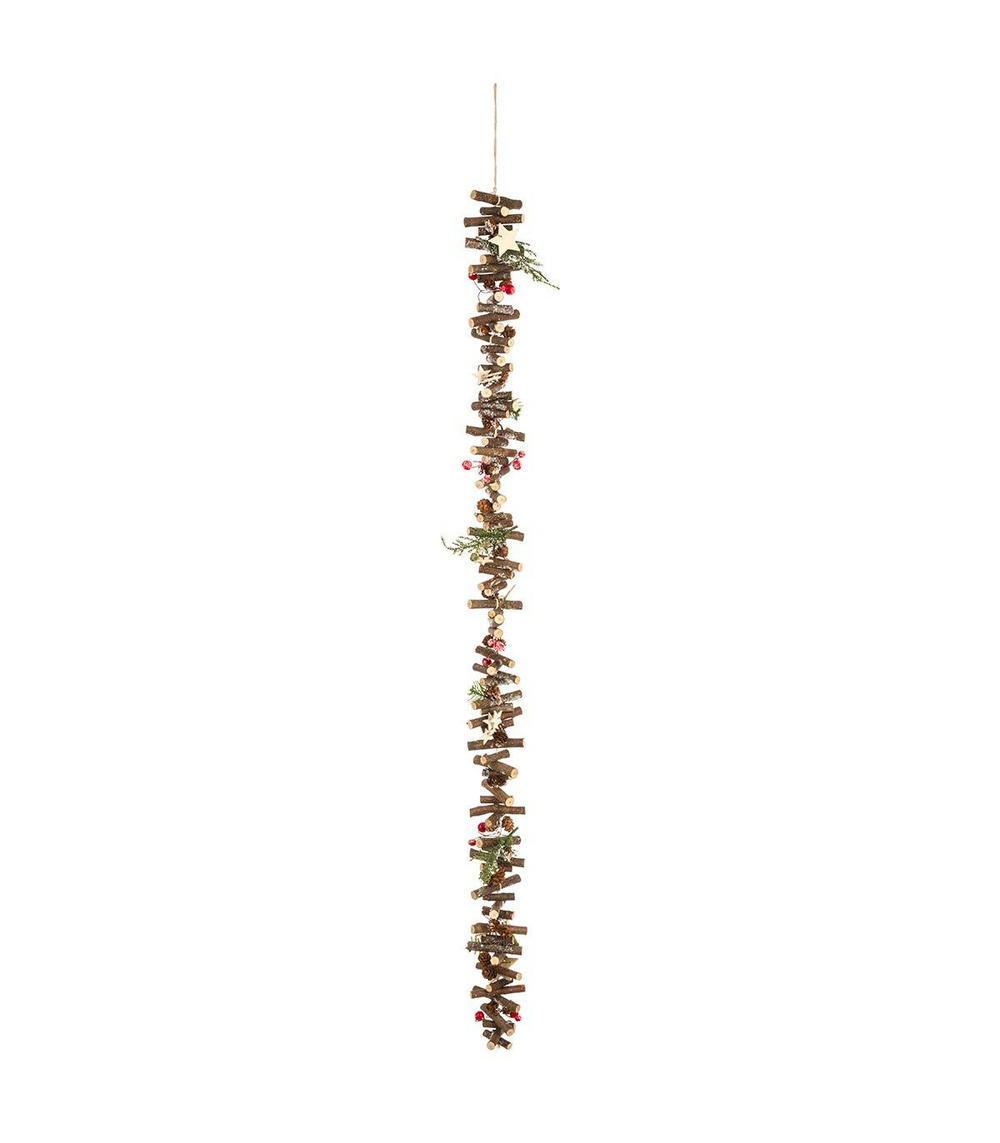 Guirlande de noël en bois branches , rondins et déco l 100 cm
