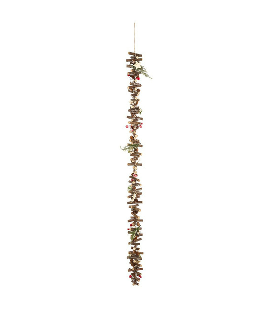 Guirlande de noël en bois branches , rondins et déco l 100 cm