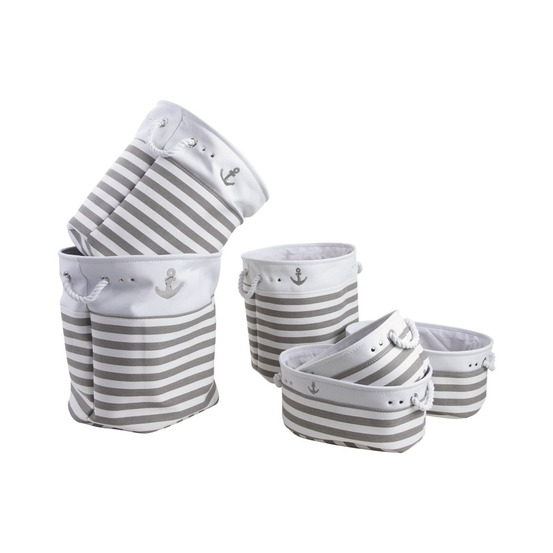 3 paniers à linge + 3 corbeilles en coton (lot de 6)