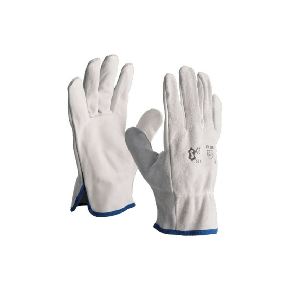 Gants de protection cuir paume fleur et dos croûte de bovin t9 naturel l3mn.t9
