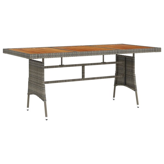 Table de jardin gris 160x70x72 cm résine tressée et acacia