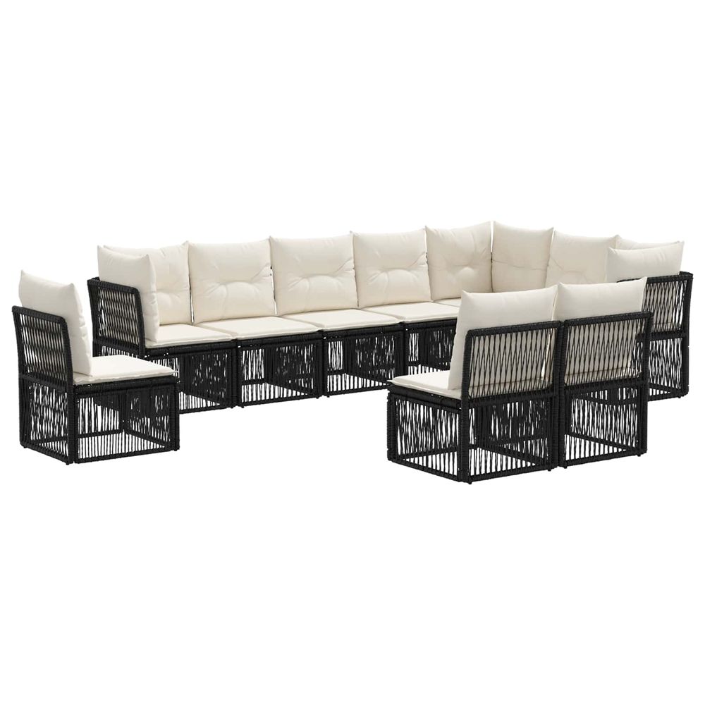 Ensemble de canapé de jardin 10 pc noir polyrotin