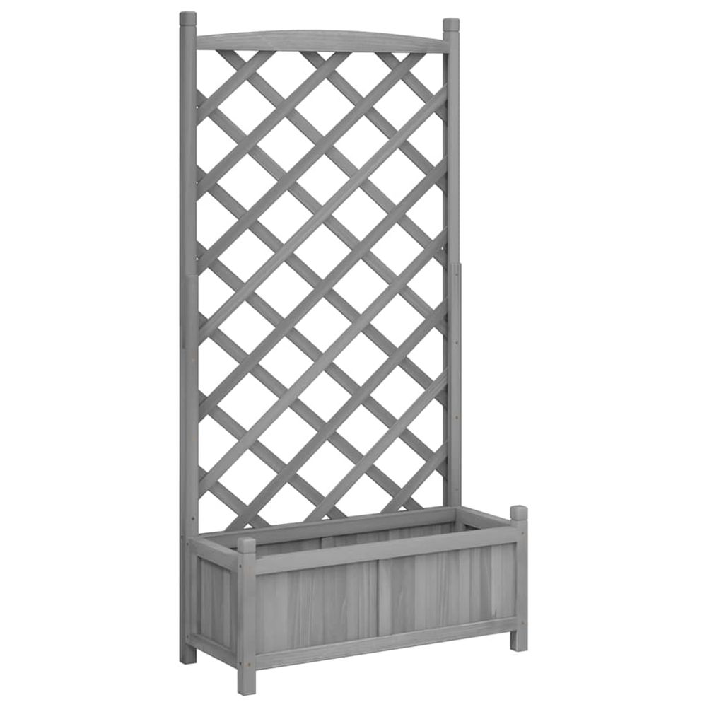 Jardinière d'extérieur avec treillis gris 75x35x150 cm bois massif de sapin