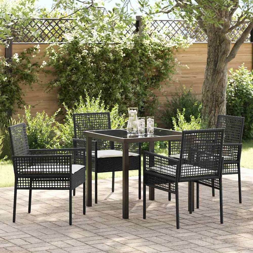Ensemble de salle à manger pour jardin 5 pcs noir polyrotin