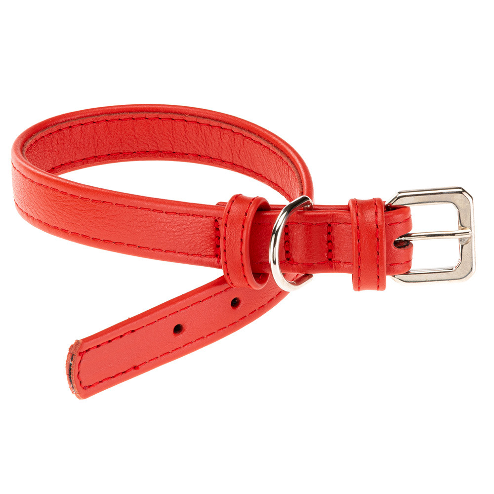 Collier pour chiens vogue cf20/39, cuir véritable, réglable, boucle en métal, rouge