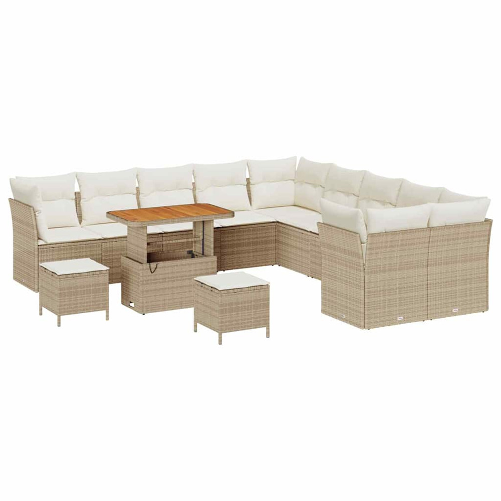 Ensemble de canapé de jardin avec coussin 13 pcs beige et crème
