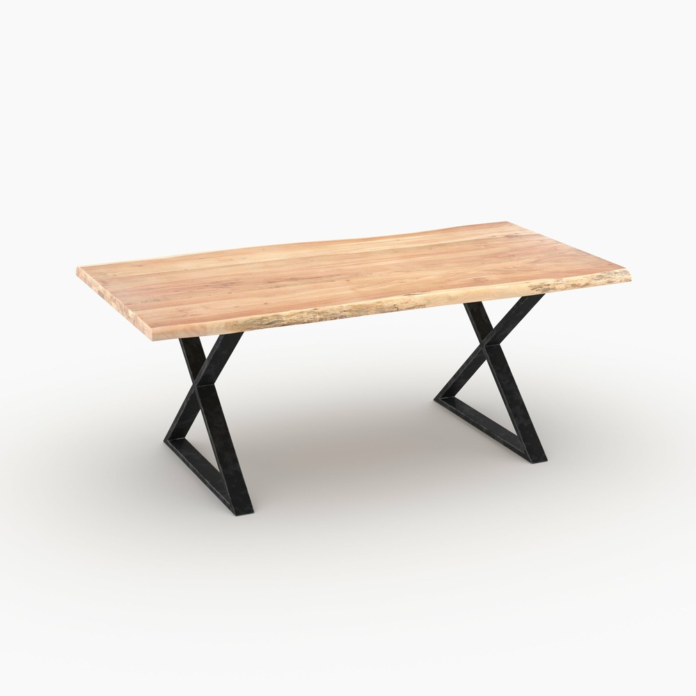 Gia-table rectangulaire en bois massif d'acacia 6 places