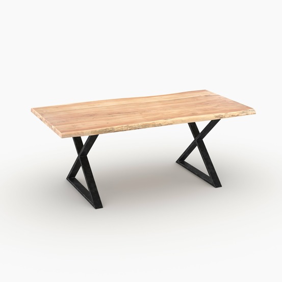 Gia-table rectangulaire en bois massif d'acacia 6 places