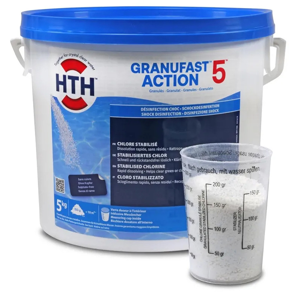 Chlore choc multifonction en granulés 5kg - granufast action 5 5kg