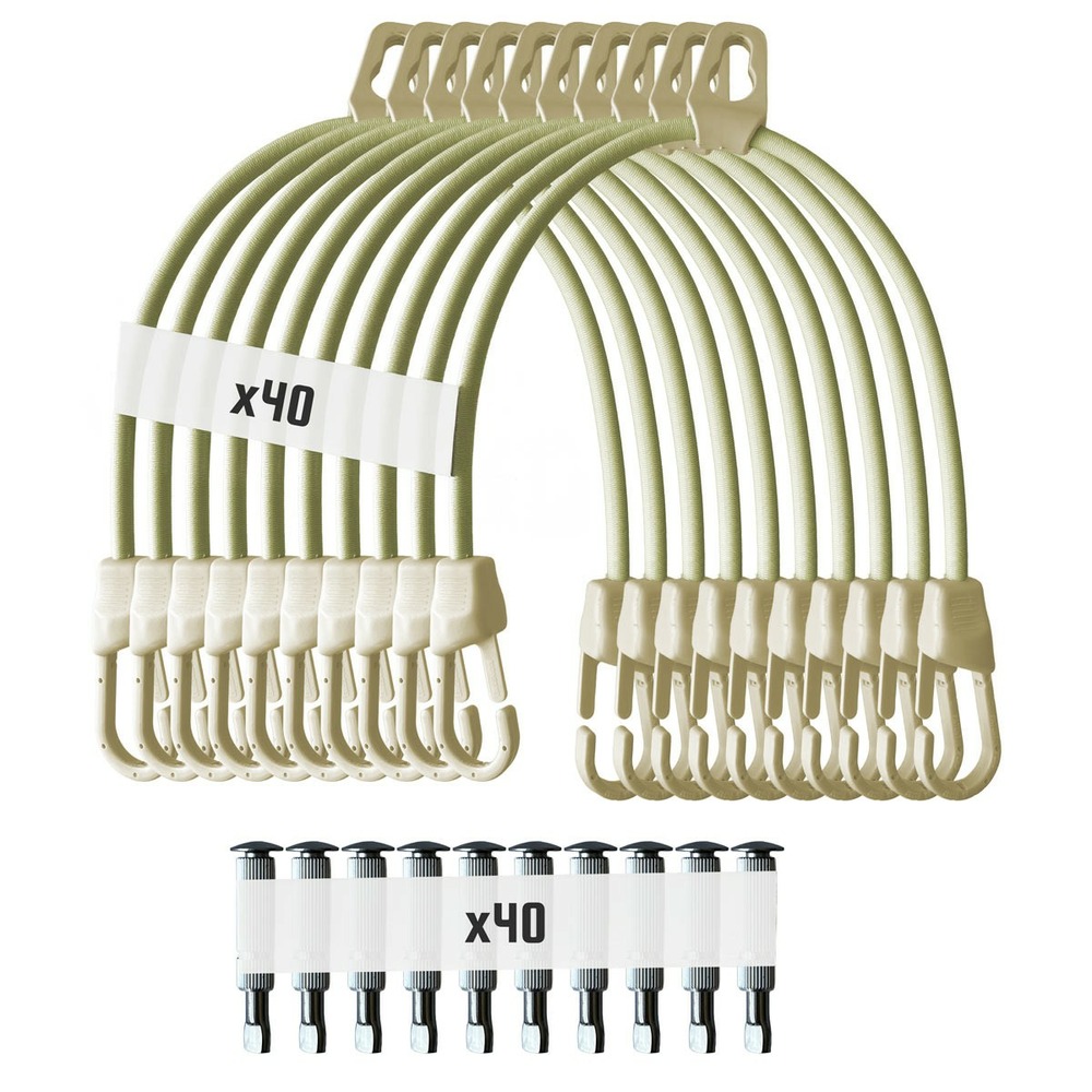 Pack 40 sandows piscine ivoire 8 mm tecplast + 40 pitons douille 12mm