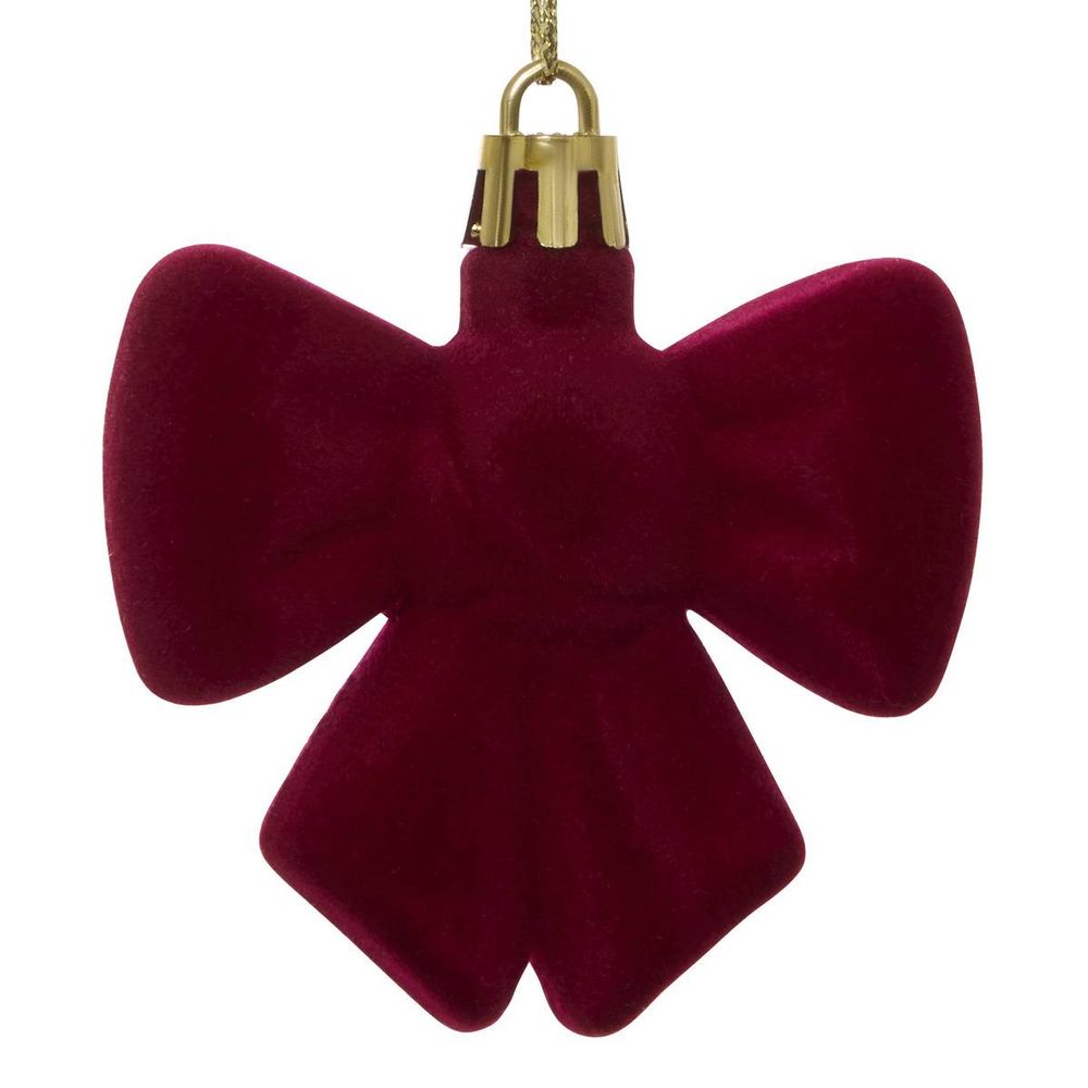 Lot de 2 suspensions de sapin nœud en plastique rouge 6 cm