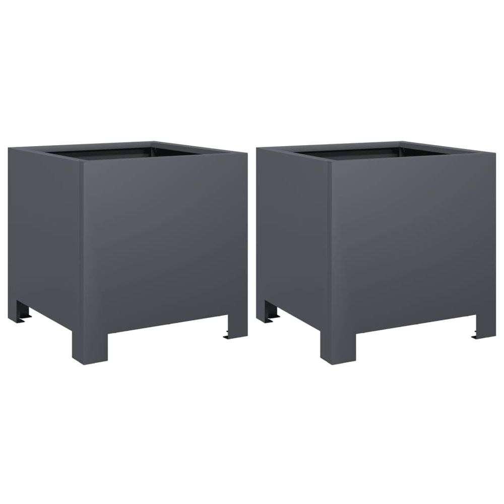 Jardinières 2 pcs anthracite 30x30x30 cm acier