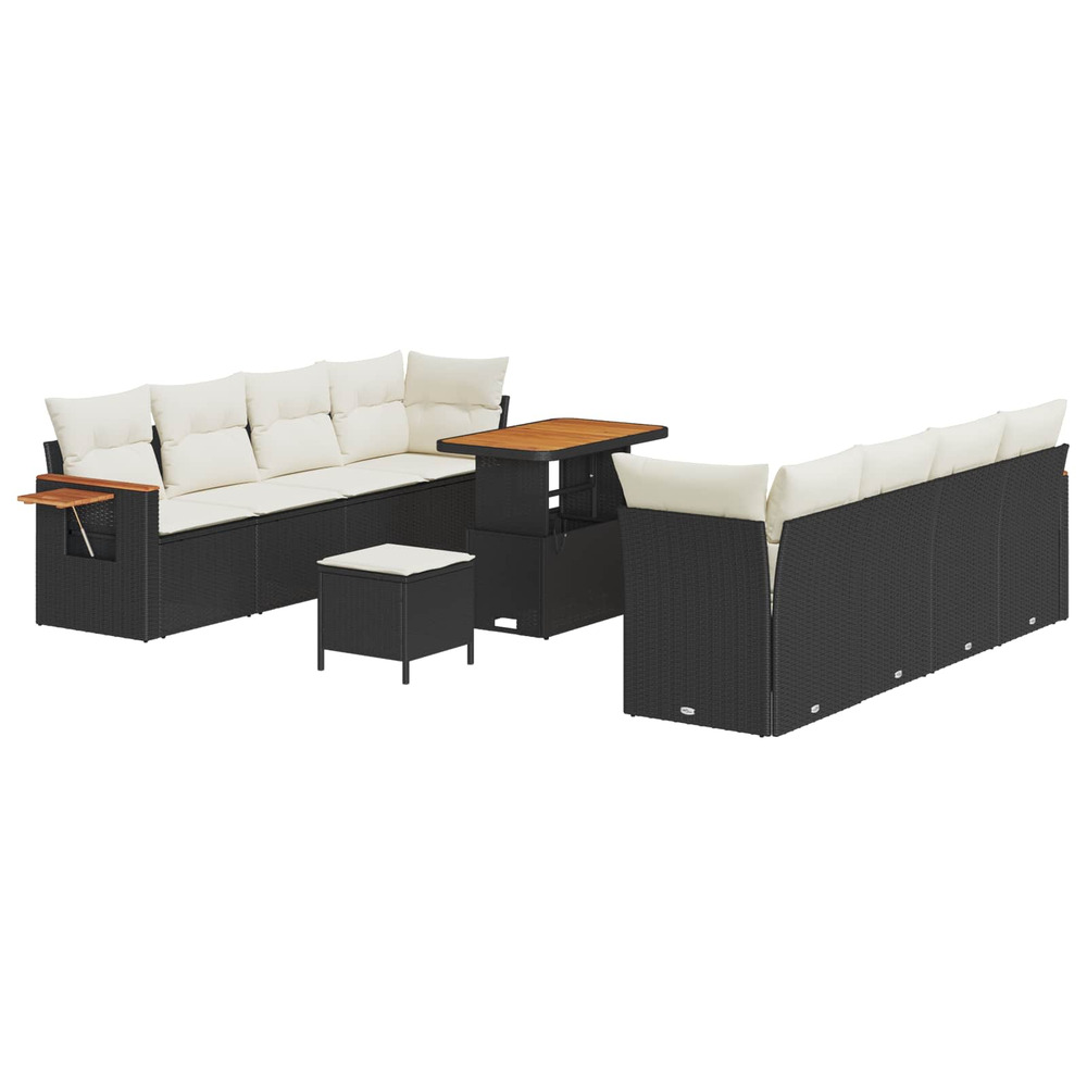 Ensemble de canapé de jardin 11 pcs noir polyrotin