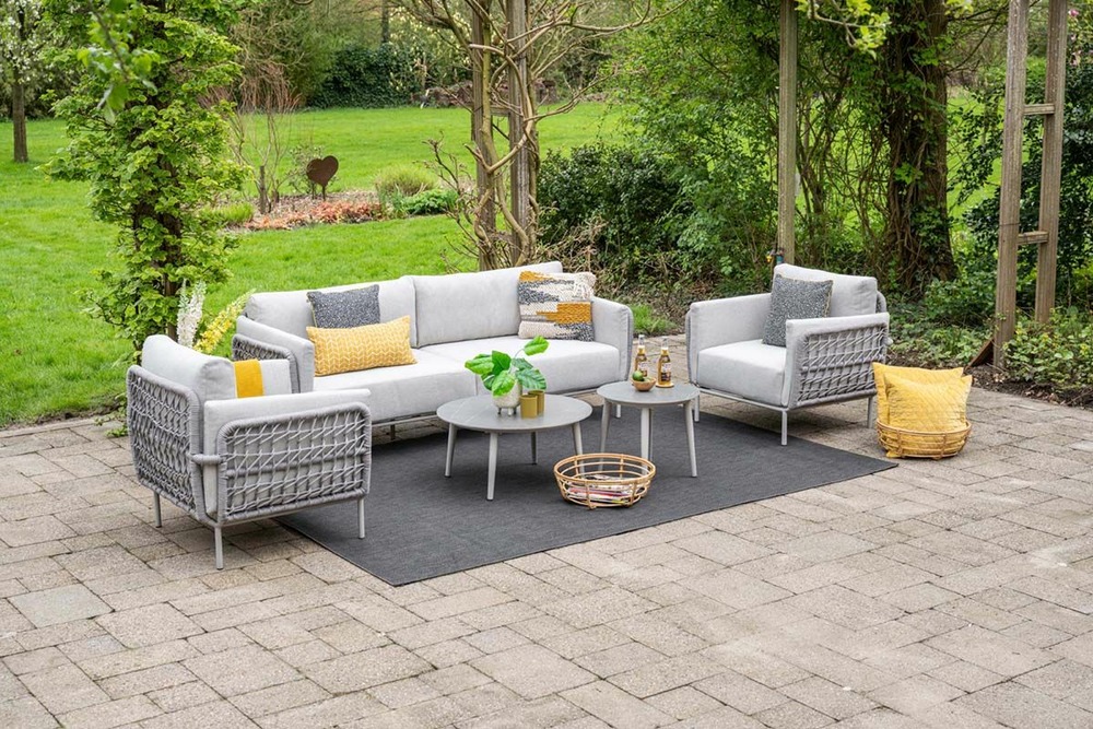 Ensemble salon de jardin cavallo - 5 pièces - taupe - sable- centostone gris sicilien